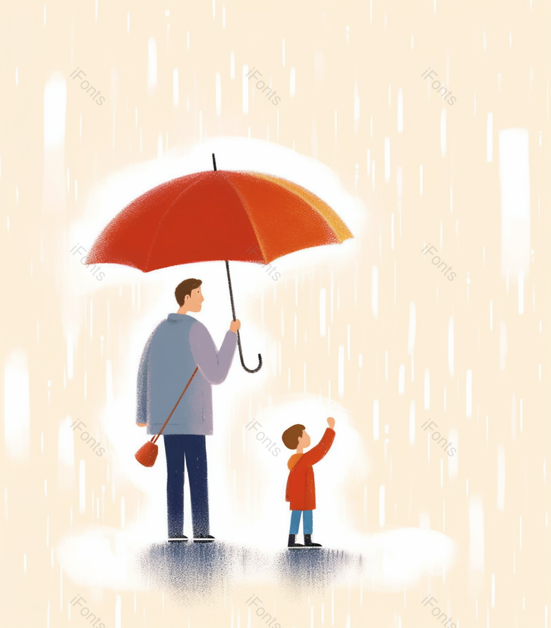 父亲为儿子雨中打伞撑伞绘画,插画/手绘图,插画/手绘图库,插画/手绘图下载,插画/手绘